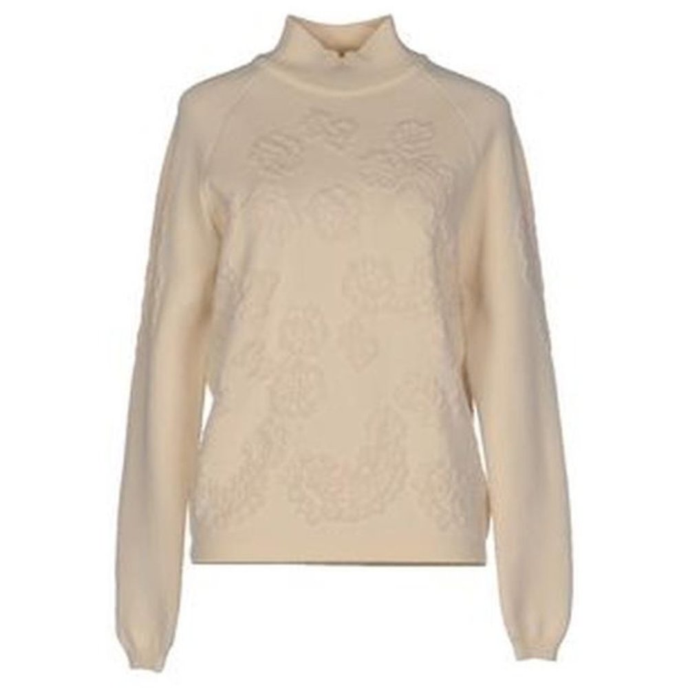 Twin-Set Simona Barbieri women's applique sweater ivory turtleneck